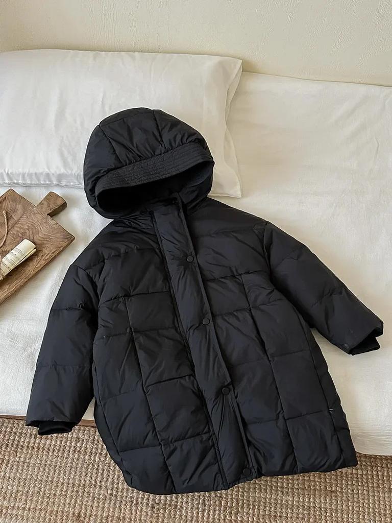 Детская белая куртка-пуховик из утиного пуха, толстая теплая длинная верхняя одежда для мальчиков и девочек, парки 2024 года, зимние новые повседневные подростковые детские пальто