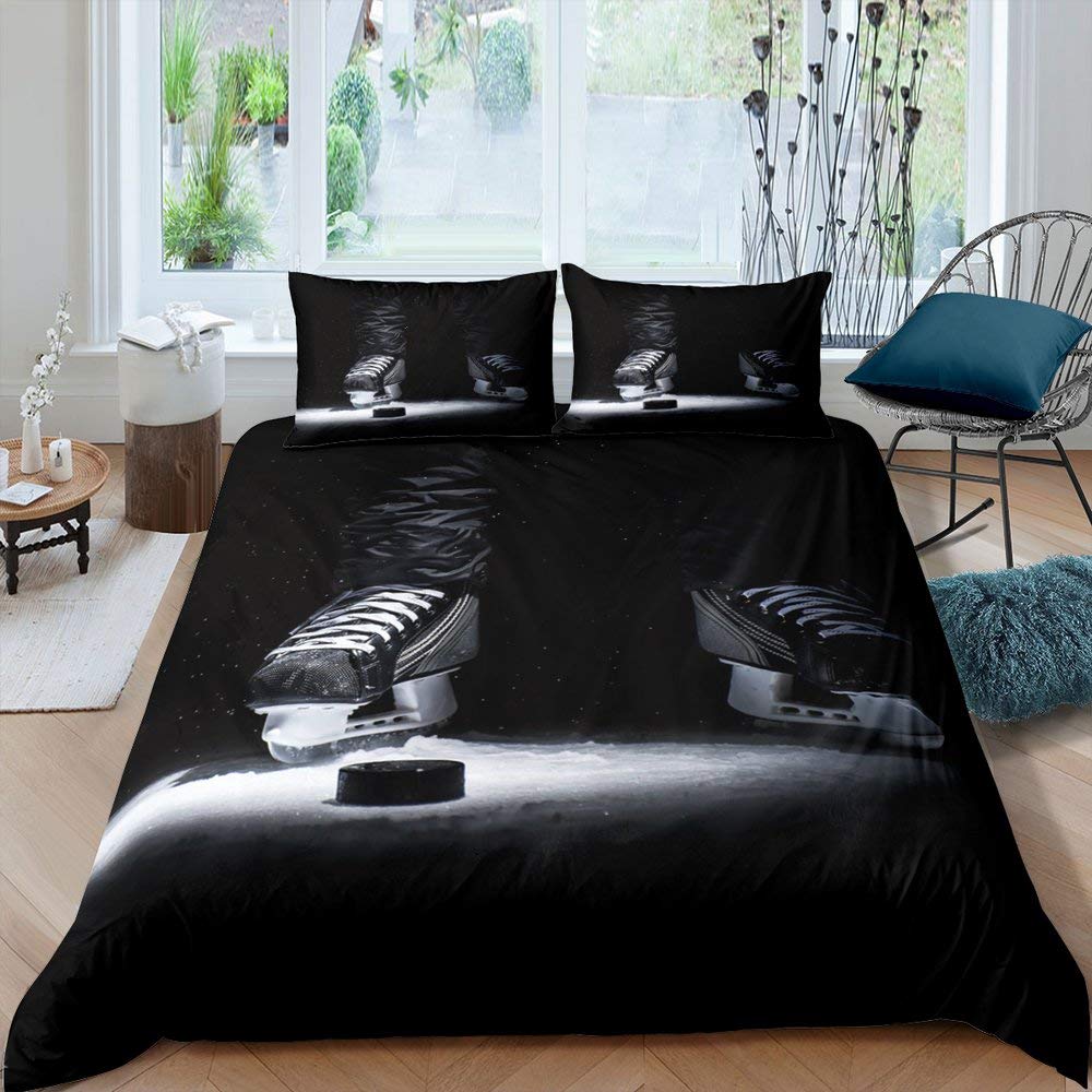 Комплект постельного белья с хоккейной шашкой для мальчиков, комплект постельного белья с изображением спортивных игр для детей, молодежи, взрослых, мужчин, зимний пододеяльник
