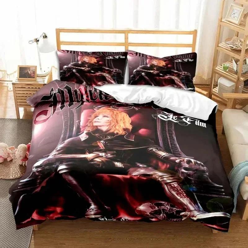 France Mylène Farmer Duvet Cover Pillowcase 2/3Piece Bedding Set for Kids Girl Boys Bedroom Gift Single Double Large Size