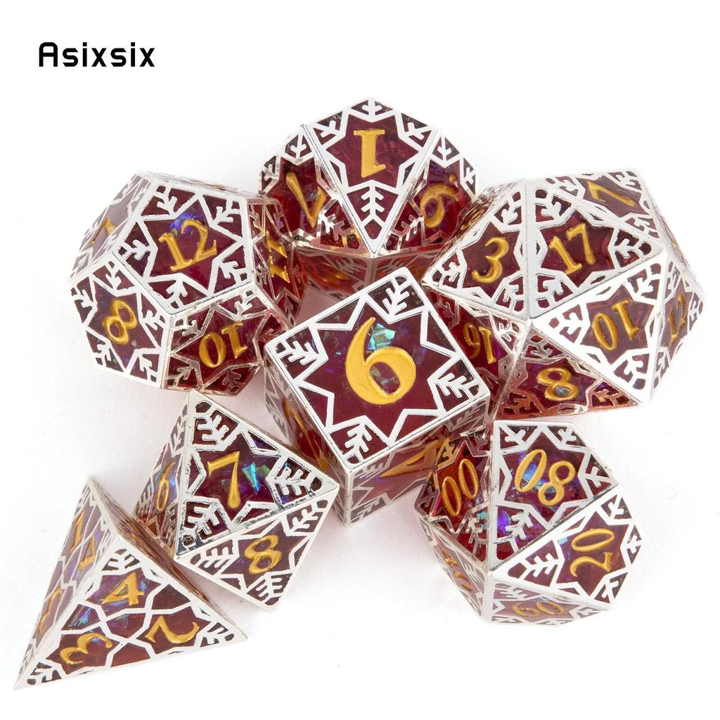 7 шт., красная снежинка, смола, золотой номер, многогранные кости с острыми краями, подходят для ролевых ролевых игр, настольная игра