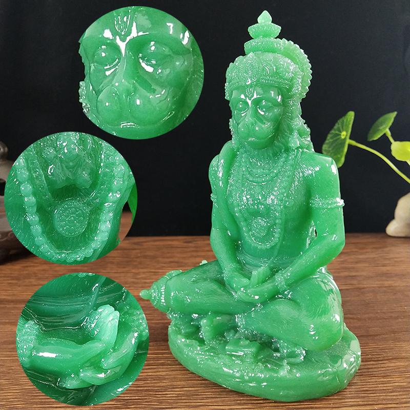 Jade Color Hanuman Statue Hindu Ganesha Monkey God Buddha Figurine Sculpture Room Office Home Decoration India Feng Shui Crafts