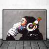 Banksy Street Graffiti Collage Monkey Canvas Painting Poster and Print Nordic Style Wall Art Pictures for Living Room Home Decor No Frame
