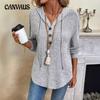 Plus Size Women's Fall New Hooded Drawstring Button Casual Long Sleeved Hoodie