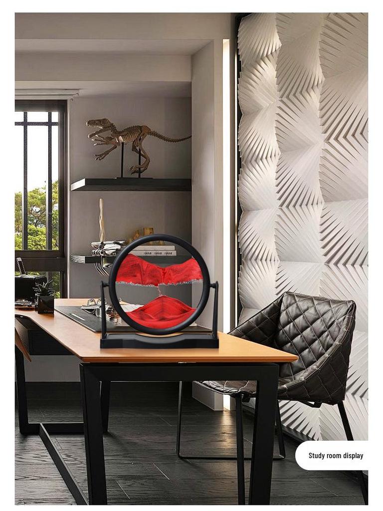 3D Dynamic Sand Art Ornament for Living Room - Round Flowing Sand Painting Home Craft Birthday Gift