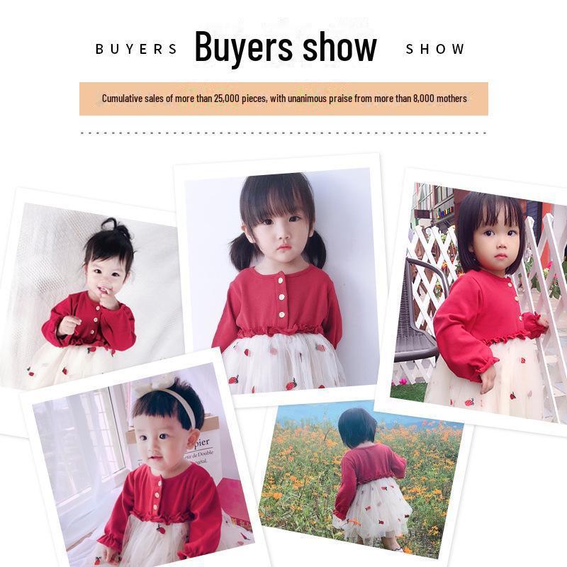 Премиальное детское платье принцессы: Коллекция Tongbei 2025 Осень/Зима для детей 3 лет — Новогоднее газовое платье.