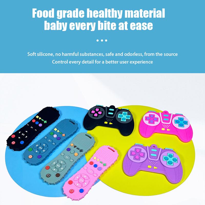 Детский прорезыватель для зубов в форме пульта дистанционного управления для телевизора, силиконовый прорезыватель для зубов, детская сенсорная образовательная игрушка