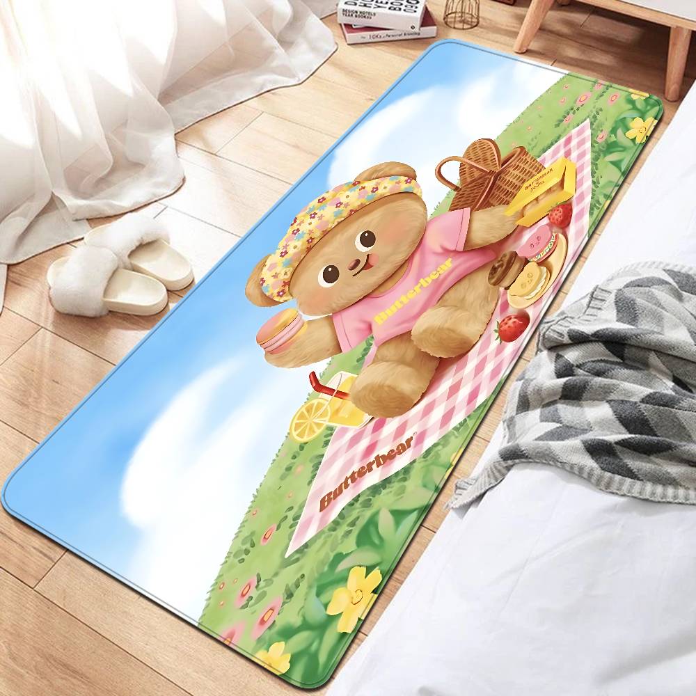 Cute B-butter Bear Floor Mat Non-Slip Laundry Room Mat Laundry Decor Balcony Child Living Room Bedside Mats