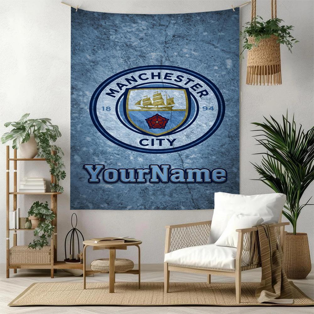 Manchester City Custom Your Name Wall Decor Tapestry Art For Pet Memorial Birthdaywedding Party Backdrop Family Gift
