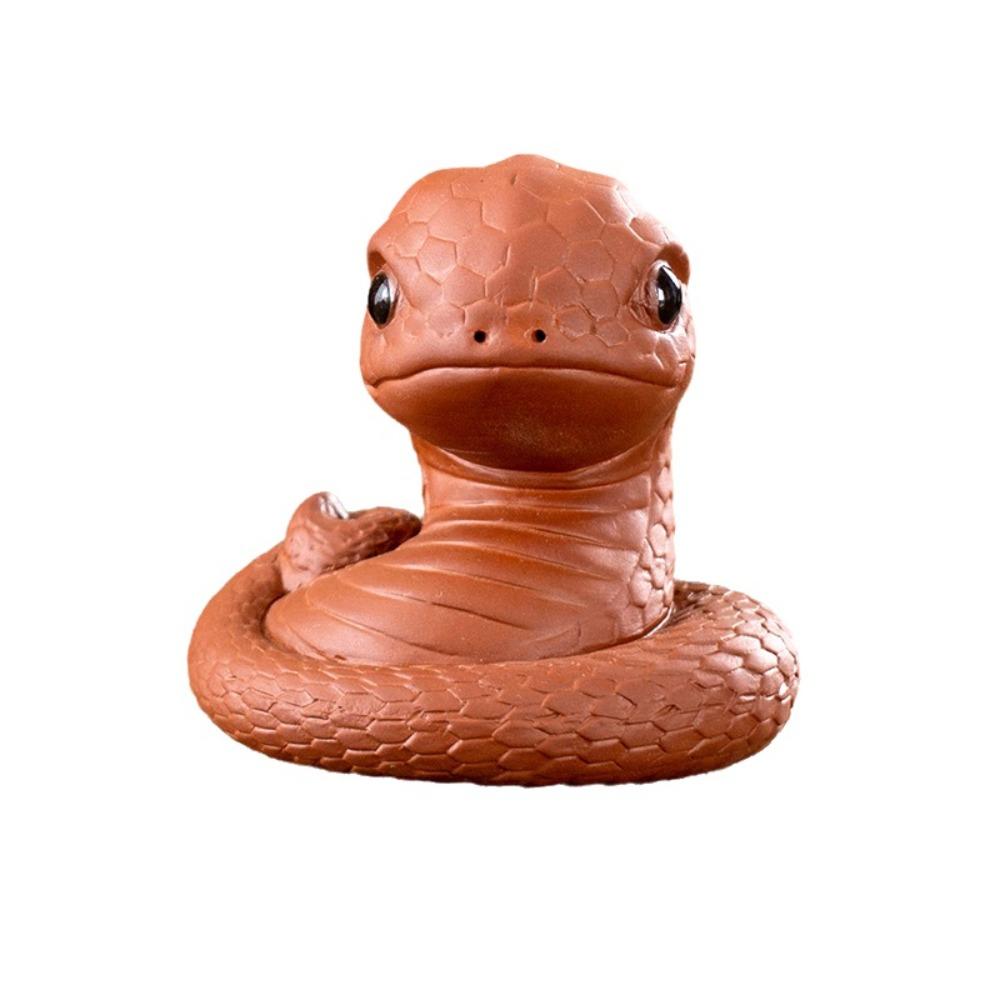 Статуэтка ручной работы в виде змеи со знаком зодиака из фиолетовой глины, чайная фигурка, украшение для рабочего стола, чайная фигурка в виде змеи со знаком зодиака, подарок для питомца