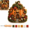 Whimsical Village Creative 3D Fabric Poke Art DIY Kit Mushroom Cottage Village Hand‑Poking Craft Making Set For Adults Beginners