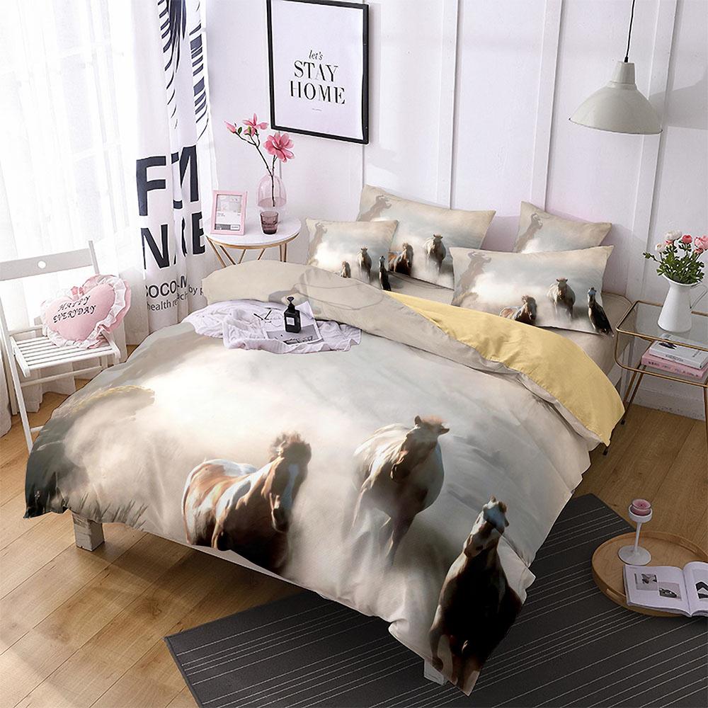 Комплект пододеяльника с лошадьми, Полуторный размер, Постельное белье для детей, подростков, Западный ковбойский, Полиэстеровый чехол для одеяла, Покрывало с наволочкой