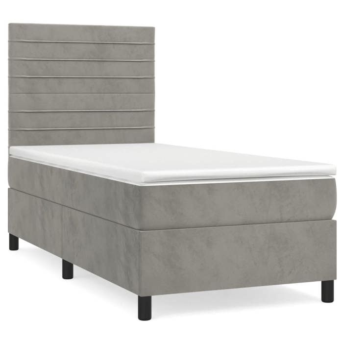 Maison Exclusive - Sommier à lattes de lit et matelas Gris clair 90x200 cm Velours
