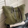 Straw Woven Tote Bags Casual Large Luxury Design Capacity Handbag Beach Shoulder Simple Women'S Bag Style Shopping Summer
