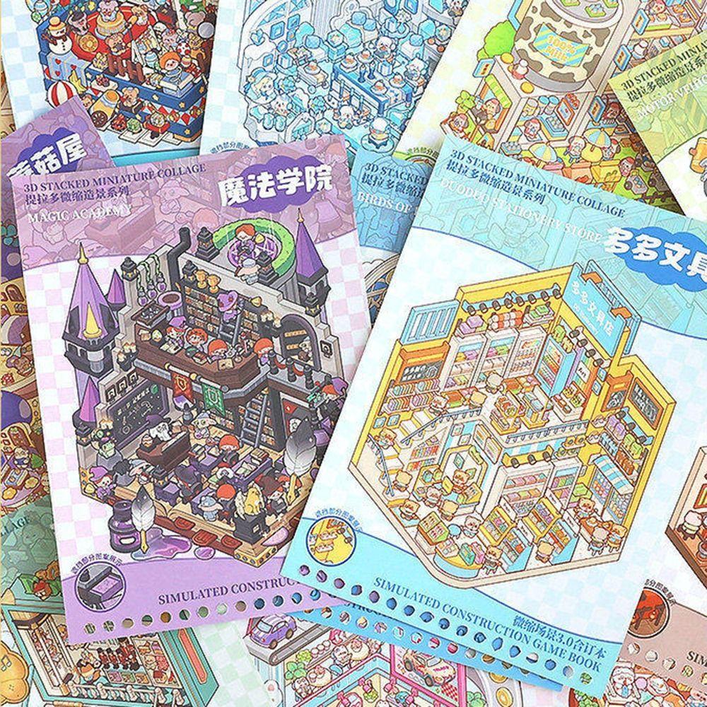 Cozy House Miniature Scene Collection Book 3D Hut Journal Stickers Photo Prop