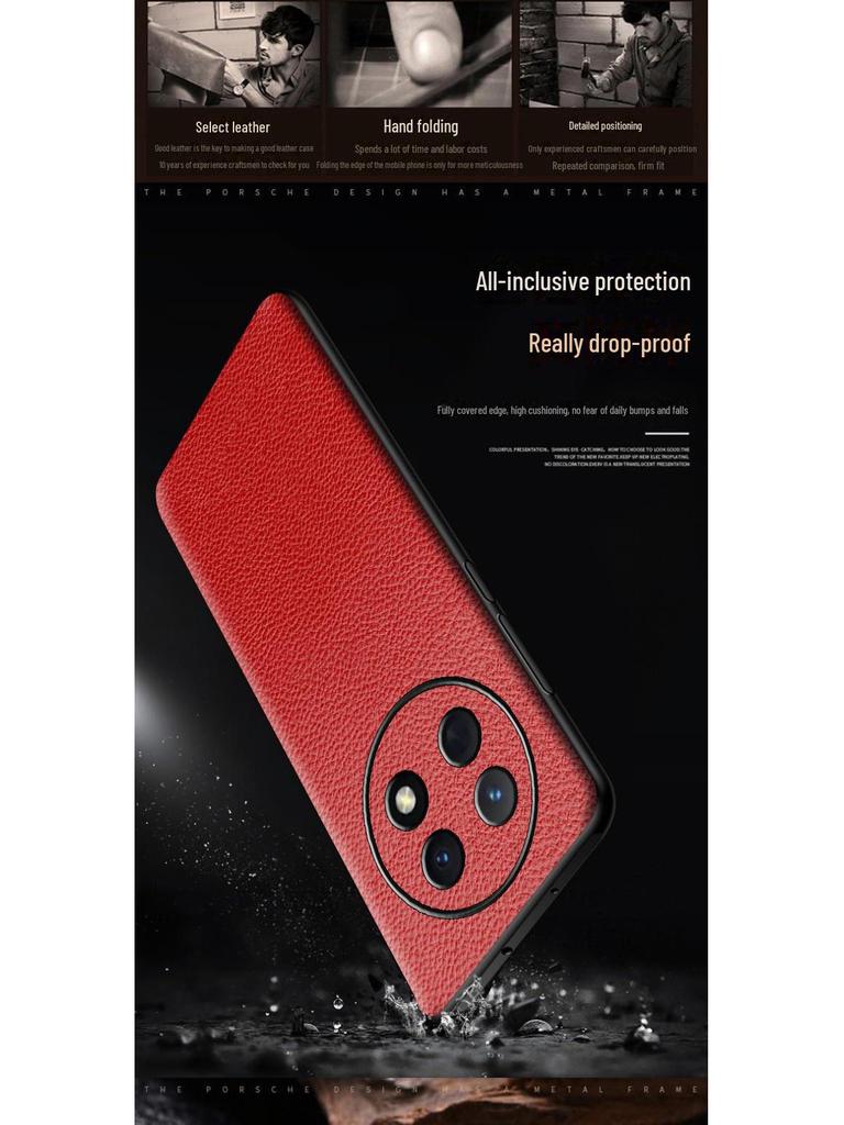 Huawei Enjoy 60 Series Leather Protective Cover - Litchi Pattern Cowhide Case for Enjoy 60, 60Pro, 60X