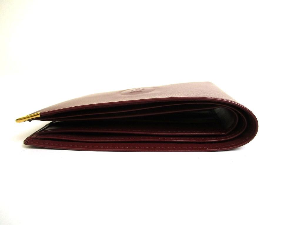 Authentic Cartier Must de Cartier Bordeaux Leather Bifold Bill Wallet Purse #b079  Open box