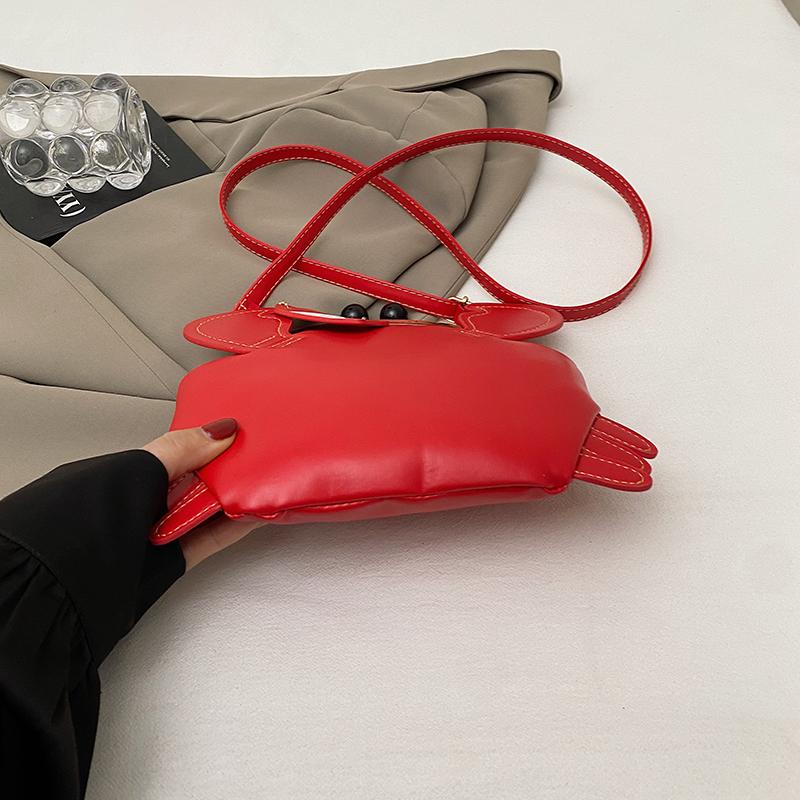 Женская сумка-краб через плечо - Регулируемый плечевой ремень, Глянцевый красный клатч в форме краба, Забавная сумка-кроссбоди в виде животного, Легкая, Модная и креативная