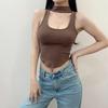 Облегающий топ-водолазка без рукавов с завязками на шее 'Hot Girl'