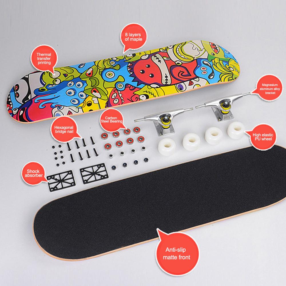 31-дюймовый уличный кленовый скейтборд для взрослых, четырехколесный скейтборд из сплава с двойным наклоном и принтом, длинная доска для начинающих, подростков