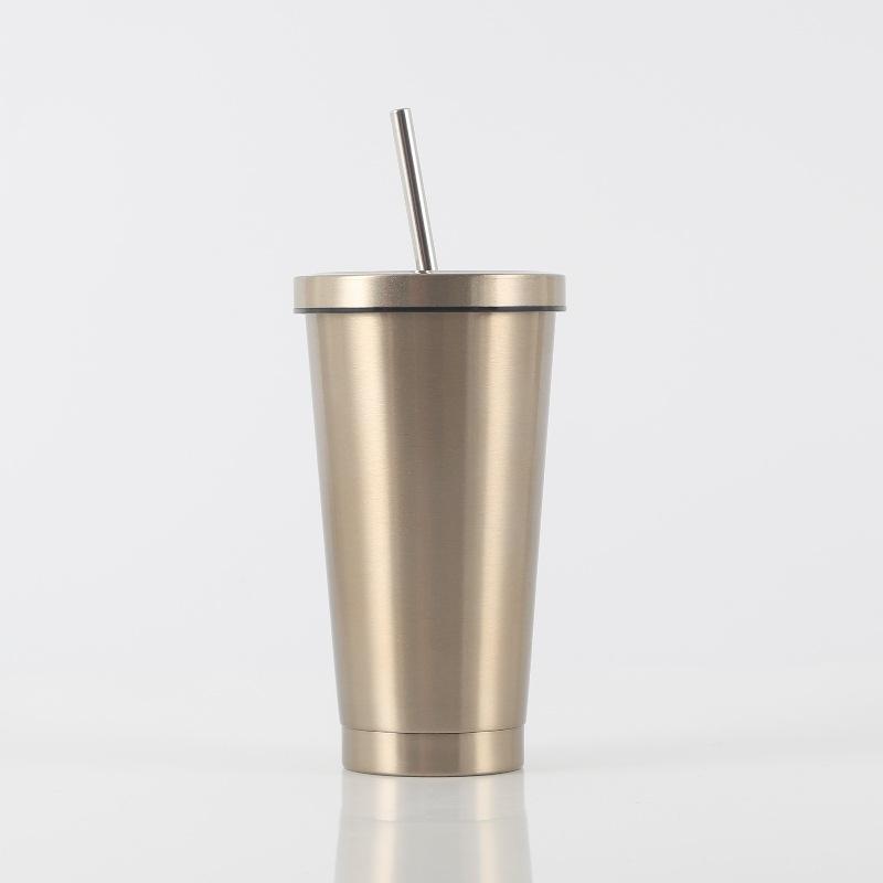 Double Stainless Steel Straw Cup Gift Cup Manufacturers Men's and Women's Vacuum Coffee Cups
