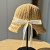 Korean-style thin woven stylish fisherman hat for women, spring and summer, face-slimming, casual and versatile, hollow-out knitted bucket hat