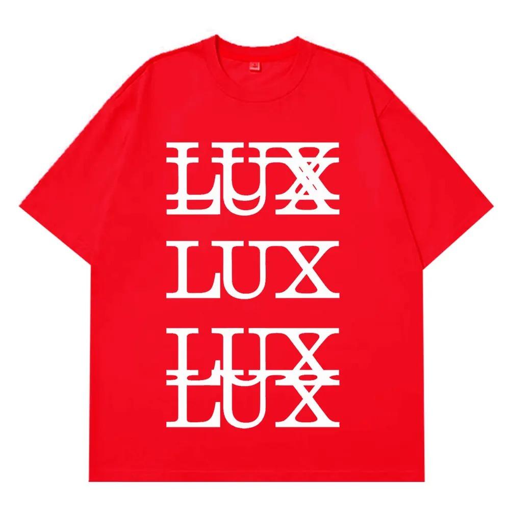 Белая хлопковая футболка LUX с наложенным дизайном букв, эстетика Y2K Goth, повседневная футболка для женщин и мужчин
