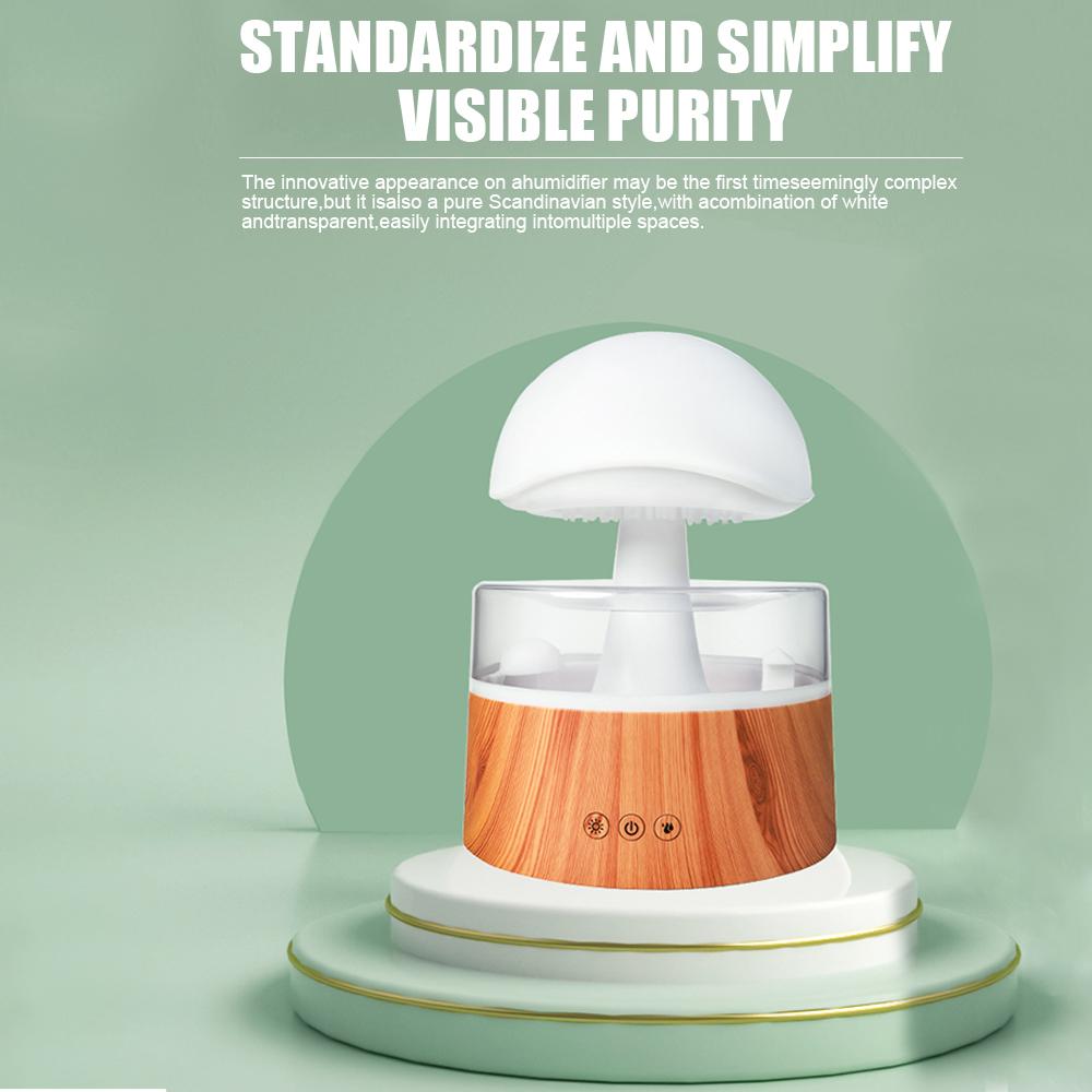 Rain Cloud Humidifier Water Drip White Noise Essential Oil Diffuser 500ml Mute Ultrasonic Mushroom