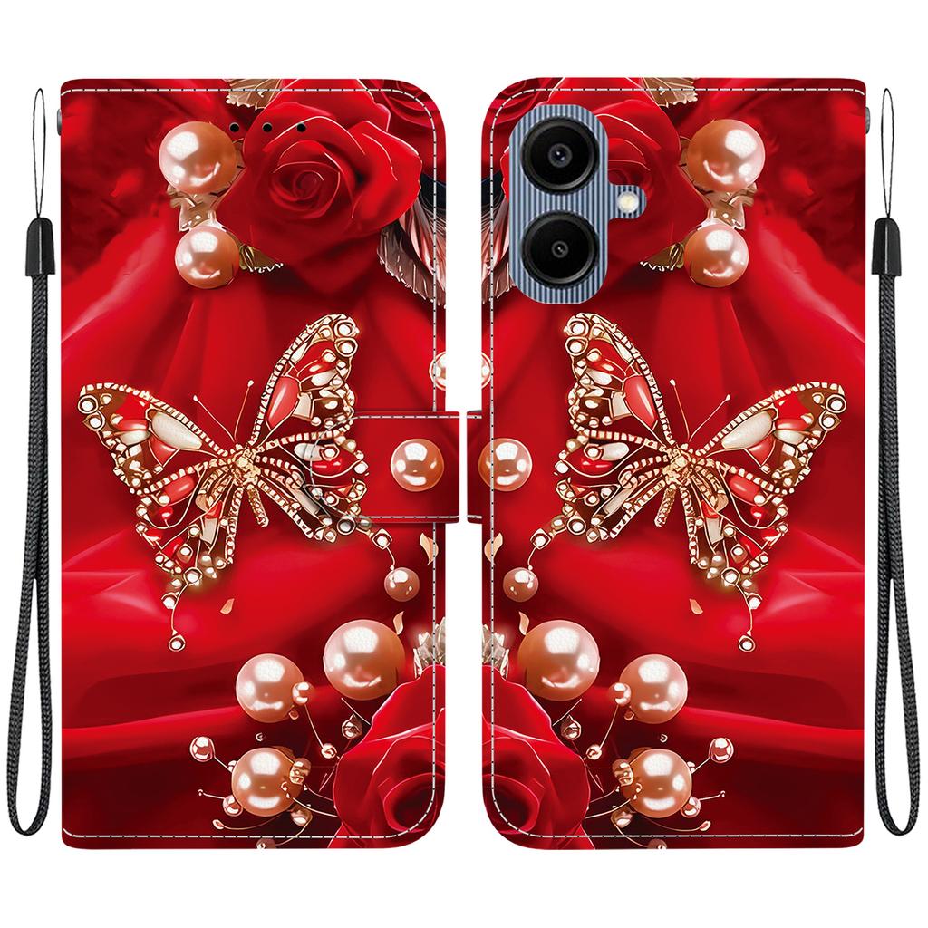 Чехол-книжка из искусственной кожи ручной работы для Samsung Galaxy A07 (A075F/A075M)- Противоскользящий ударопрочный чехол с ремешком на запястье и дизайнами в виде сердец/роз и кошек