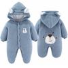 Зимний зимний комбинезон для новорожденных девочек и мальчиков с рисунком медведя, теплый хлопковый флисовый комбинезон с капюшоном, комбинезон, пальто для младенцев, одежда для детей 3, 6, 9, 12 месяцев