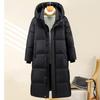 Модные Зимние Женские Длинные Парки с Капюшоном, Свободные, Толстые, Теплые Куртки, Черное Пальто, Женские Пальто
