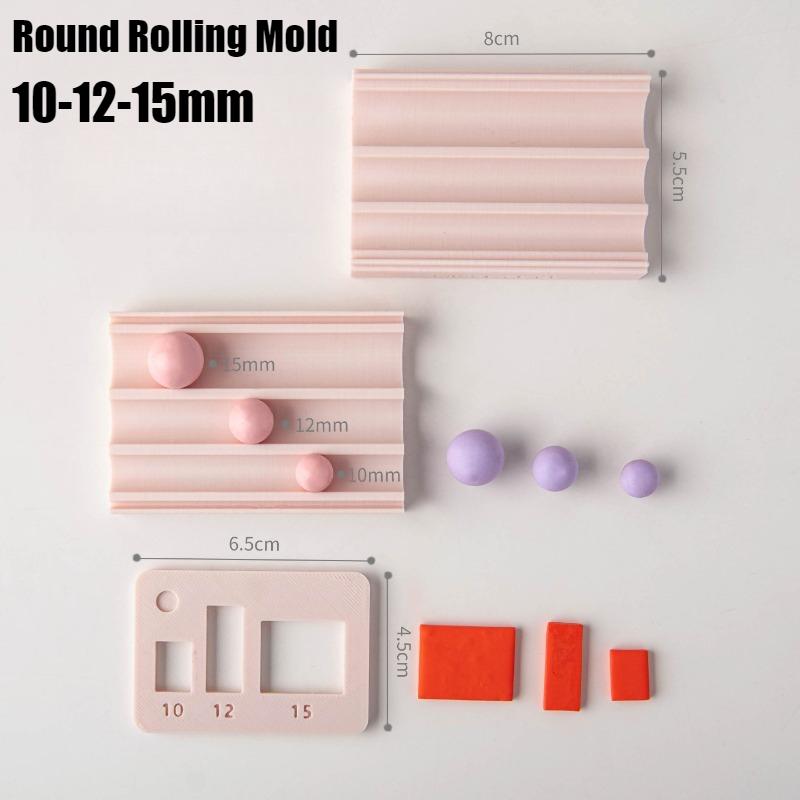 Soft Ceramic Round Ball Rolling Mold Kit Clay Round Rubbing Auxiliary Tool with Punched Earrings Necklace Beads Handmade Tools