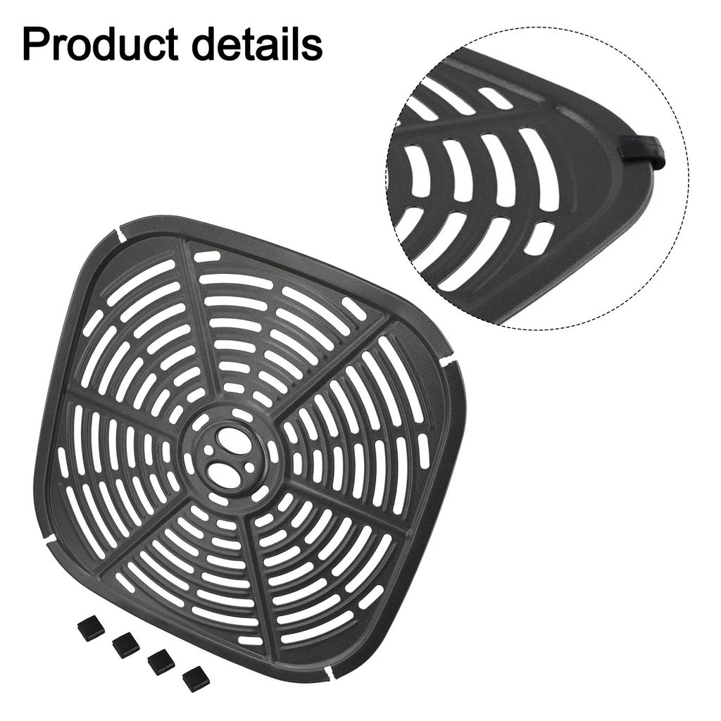 Удобная в обслуживании тарелка для аэрофритюрницы, размер 22,5 см x 22,5 см, удобный дизайн, легко моется, надежный материал, цельная