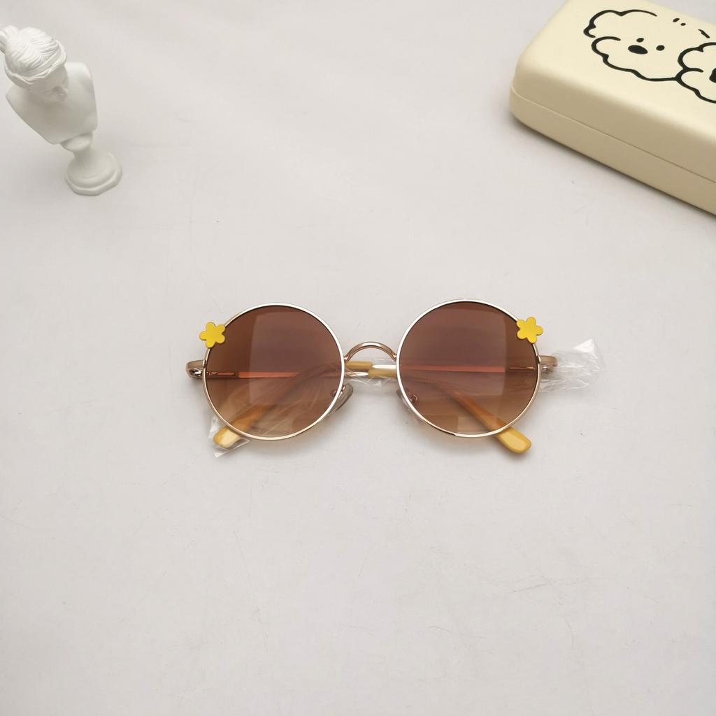 Детские солнцезащитные очки с защитой от ультрафиолета в ретро-металлической круглой оправе, персонализированные солнцезащитные очки, милые круглые очки с изображением маленького тигра