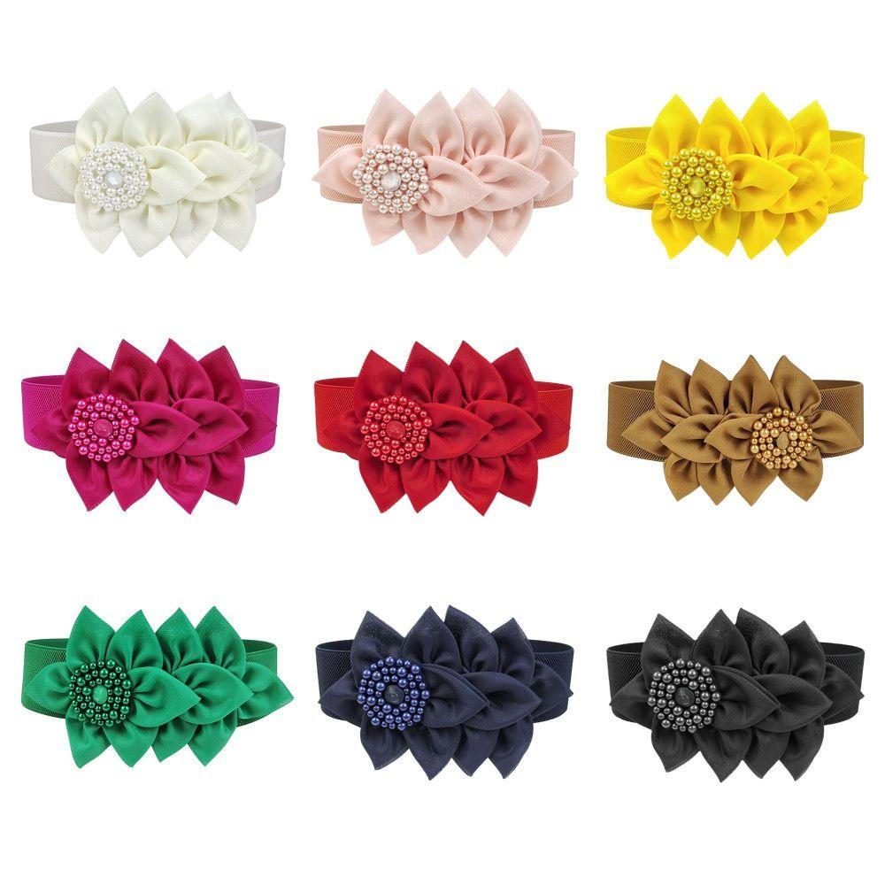 Повседневный эластичный пояс с цветочным украшением, модный пояс, женский пояс