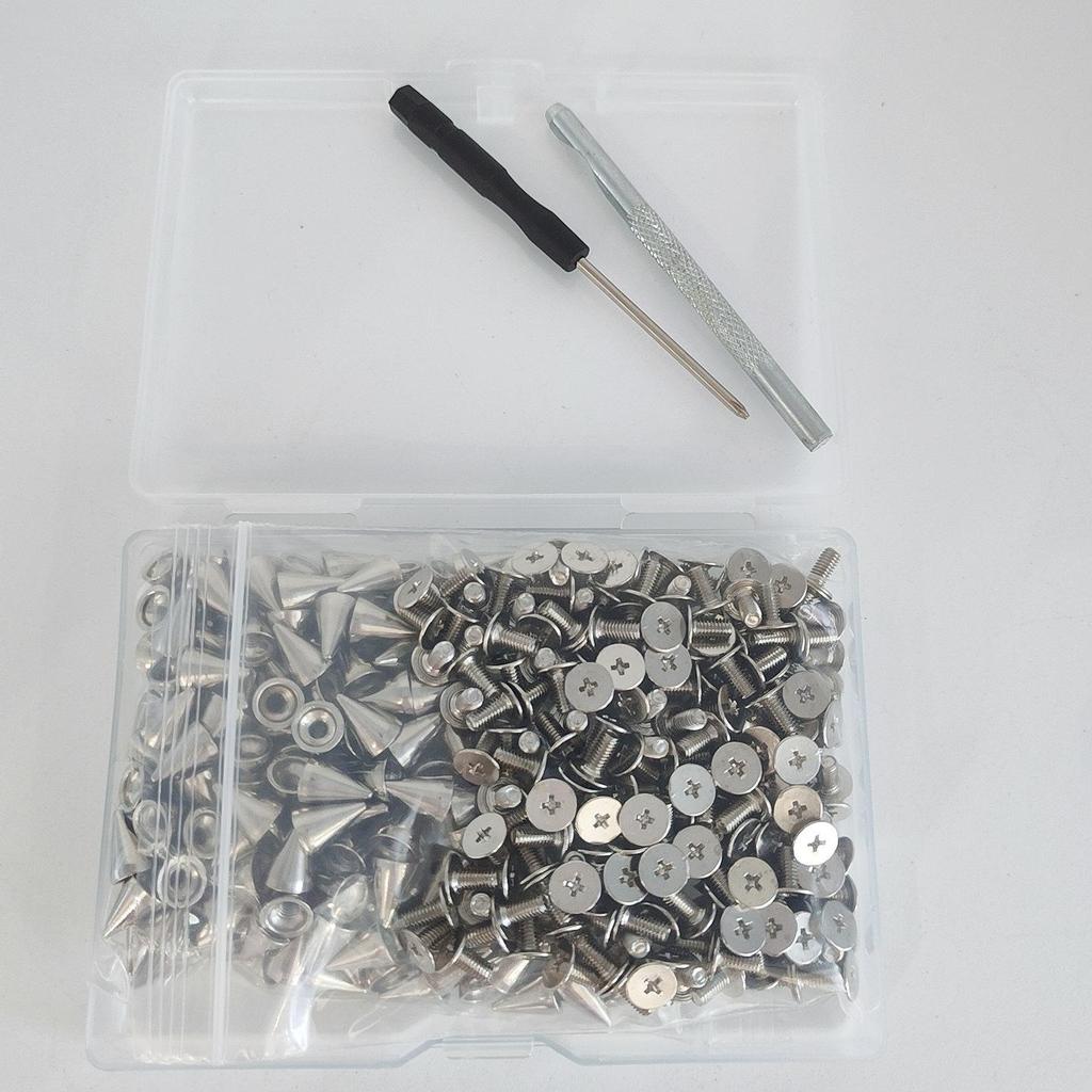 200-Piece 7x9.5mm Metal Alloy Cone Studs, Bullet Head Decorative Screws, Punk Rivets for DIY Clothing