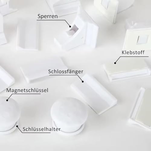 10 Pack Magnetic Child Safety Cabinet Locks with 2 Keys, No Drilling Invisible Adhesive Baby Proofing Drawer Latches for Cabinets & Cupboards