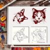 Cat Stencils for Painting Walls 4Pcs Kitten Pattern Hollow Molds Reusable for Home Decor and Scrapbooking DIY Crafts