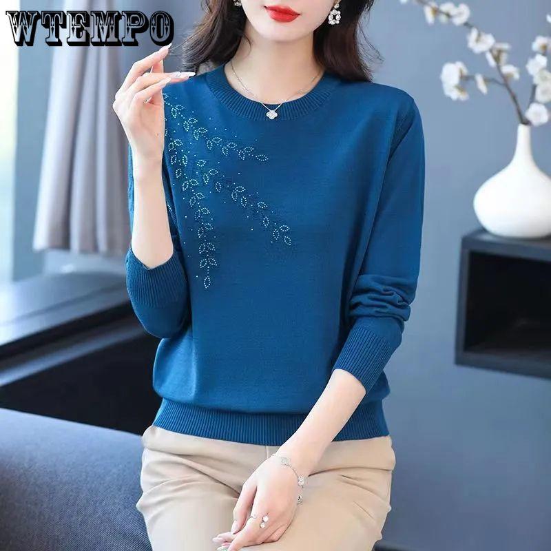 Middle Aged and Elderly Mothers' Women's Knitted Sweater Loose Slimming Round Neck Sweater Base Sweater