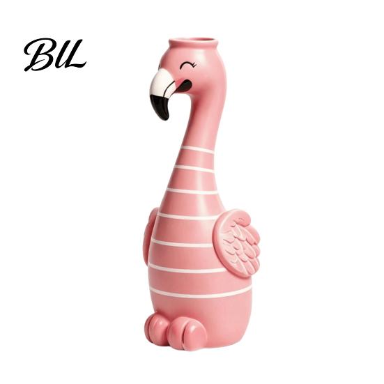 Decorative Aesthetic Room Decor Cute Resin Flamingo Vase, Pink Flower Holder Figurine, Unique Housewarming Gifts Tabletop Ornament for Dried