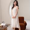Suspender nightdress women's cloud cotton cool solid color sleeveless neck pajamas with chest pads summer loungewear can be worn outside