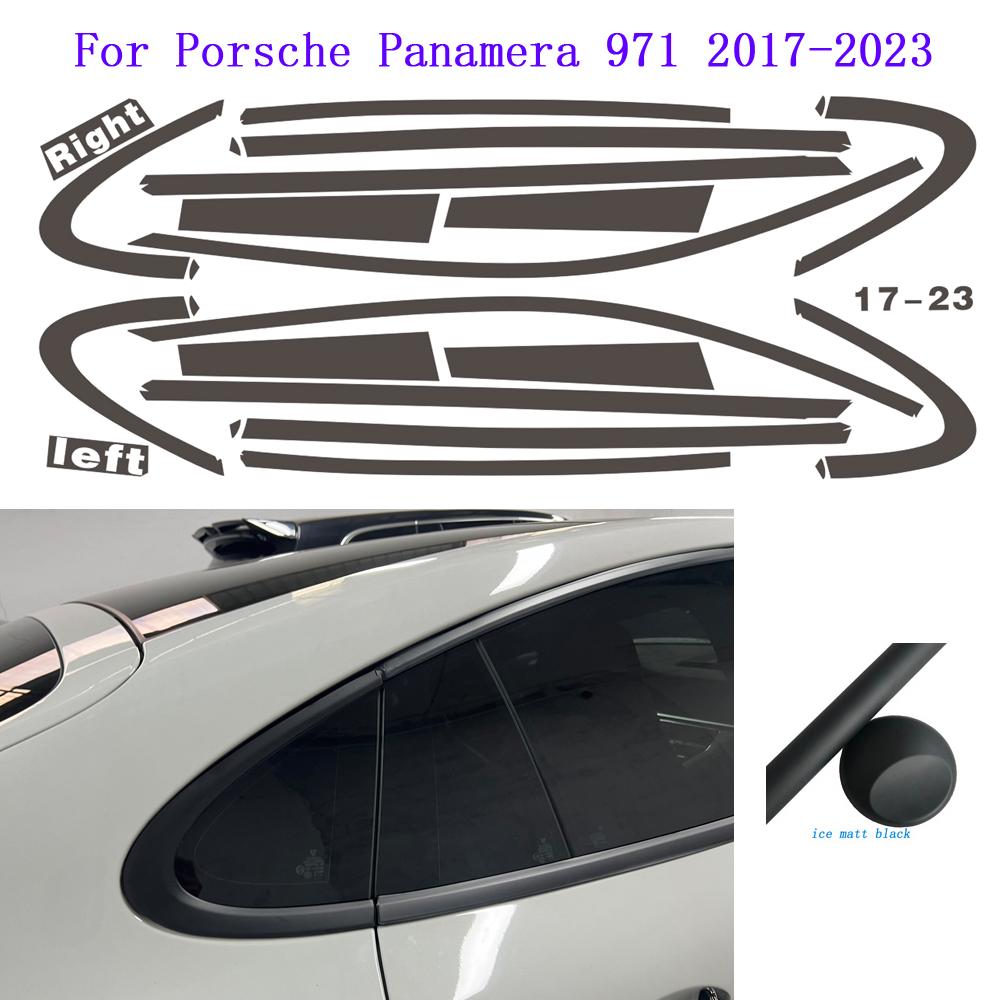 For Porsche Panamera 971 2017- hatchback Window Chrome Remote Dimming Racks ABC Glossy Black Stickers