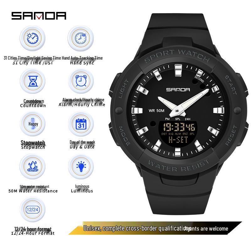 SANDA Водонепроницаемые повседневные наручные часы Dopamine Trend для мужчин и женщин