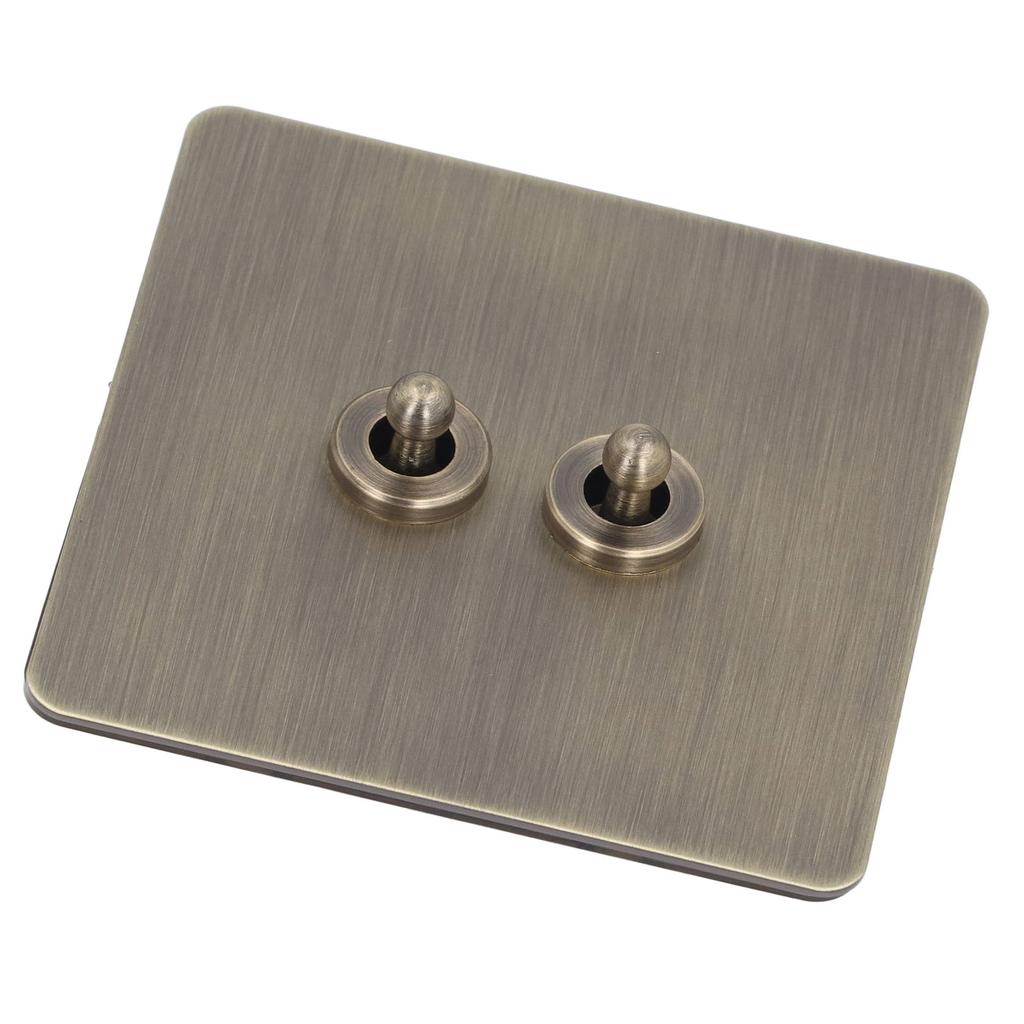 2 Way Toggle Switch Antique Bronze Texture Stainless Steel Panel Toggle Switch AC250V