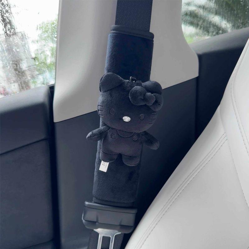 Authentic Kitty Black Magic Hello Kitty Car Safety Belt Shoulder Pad Cover Car Interior Decoration Safety Belt