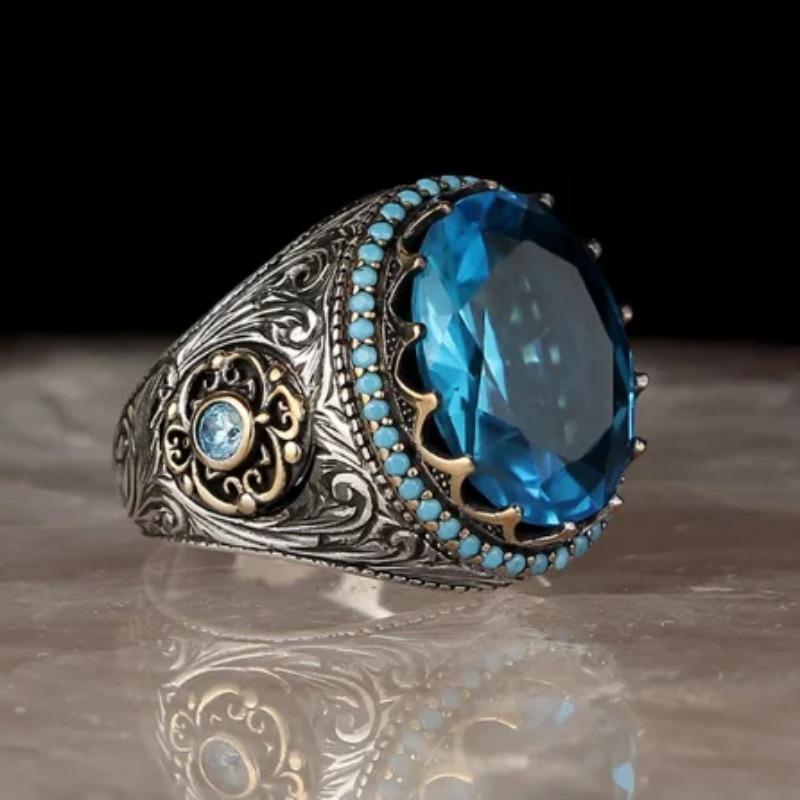 Мужское кольцо в стиле ретро Punkboy с жаждущим узором, черное кольцо в форме яйца с кристаллами серебряного цвета для мужских вечеринок, ювелирные изделия, размер 6-13