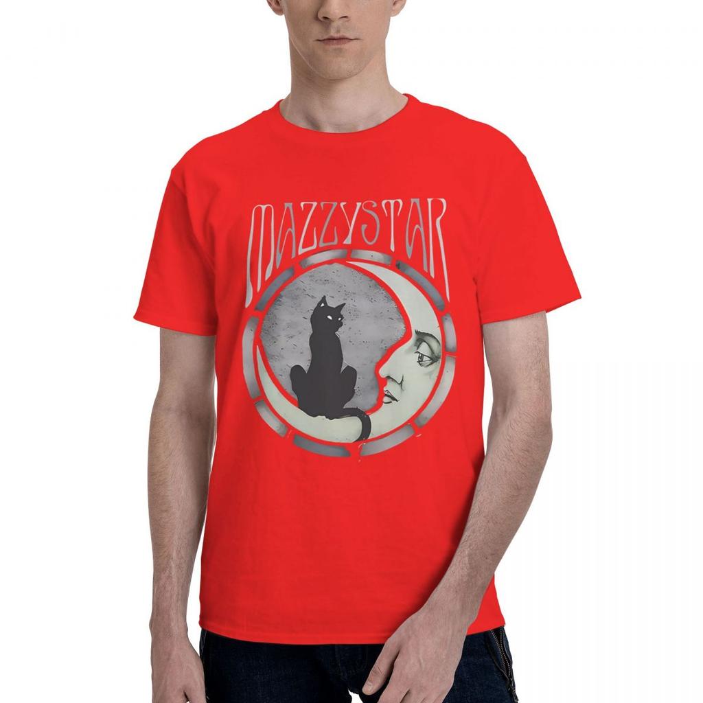 Mazzy Star Moon And Cat 100 Cotton Casual Breathable Confortable Cute Mens Clothing Deals Men TShirt