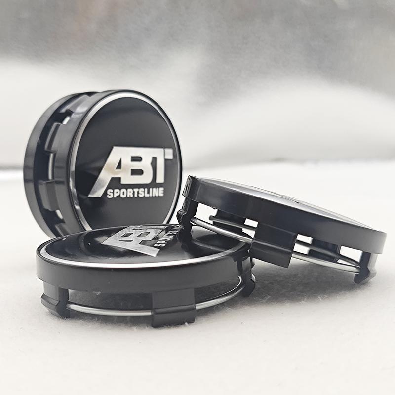 kqsdr10 4pcs/set 60mm ABT SPORTSLINE Logo Car Emblem Wheel Hub Center Cap Badge Covers With Black Base For Car Universal Accessories