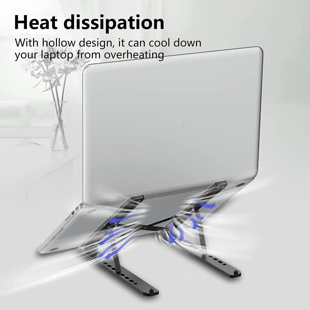 Laptop Stand for Desk, Adjustable Laptop Riser ABS+Silicone Foldable Portable Laptop Holder, Ventilated Cooling Notebook Stand