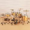 Miniature Drum Set Mini Musical Instrument Model Copper Action Figures Accessory Dollhouse Home Display Ornaments