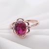 Фиолетовое Позолоченное Розовым Золотом Кольцо с Красным Камнем Овальное Блестящее Модное Роскошное Женское Украшение